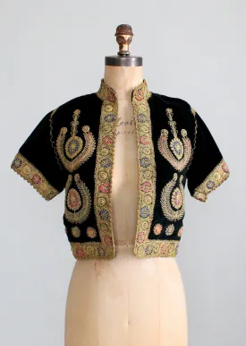 Vintage 1940s Embroidered Velvet Bethlehem Jacket