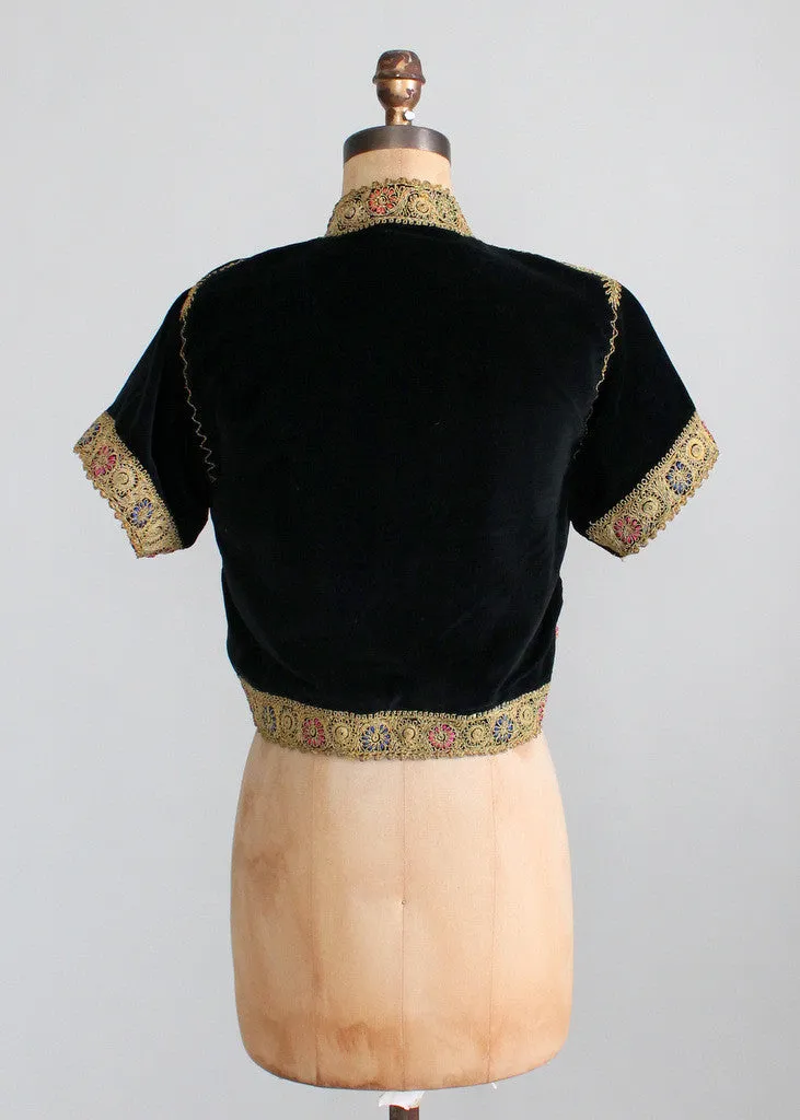 Vintage 1940s Embroidered Velvet Bethlehem Jacket