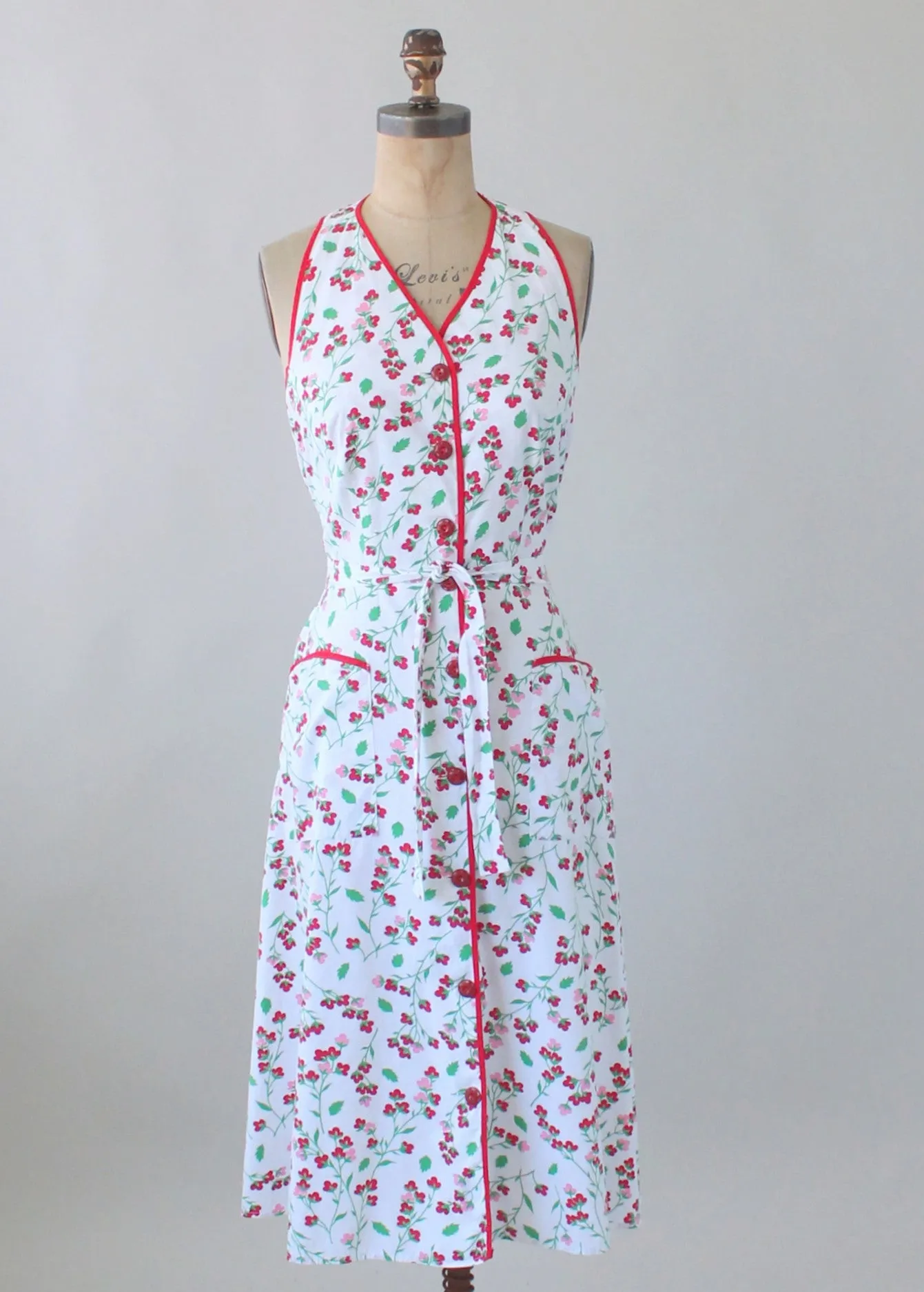 Vintage early 1950s Floral Cotton Halter Sundress