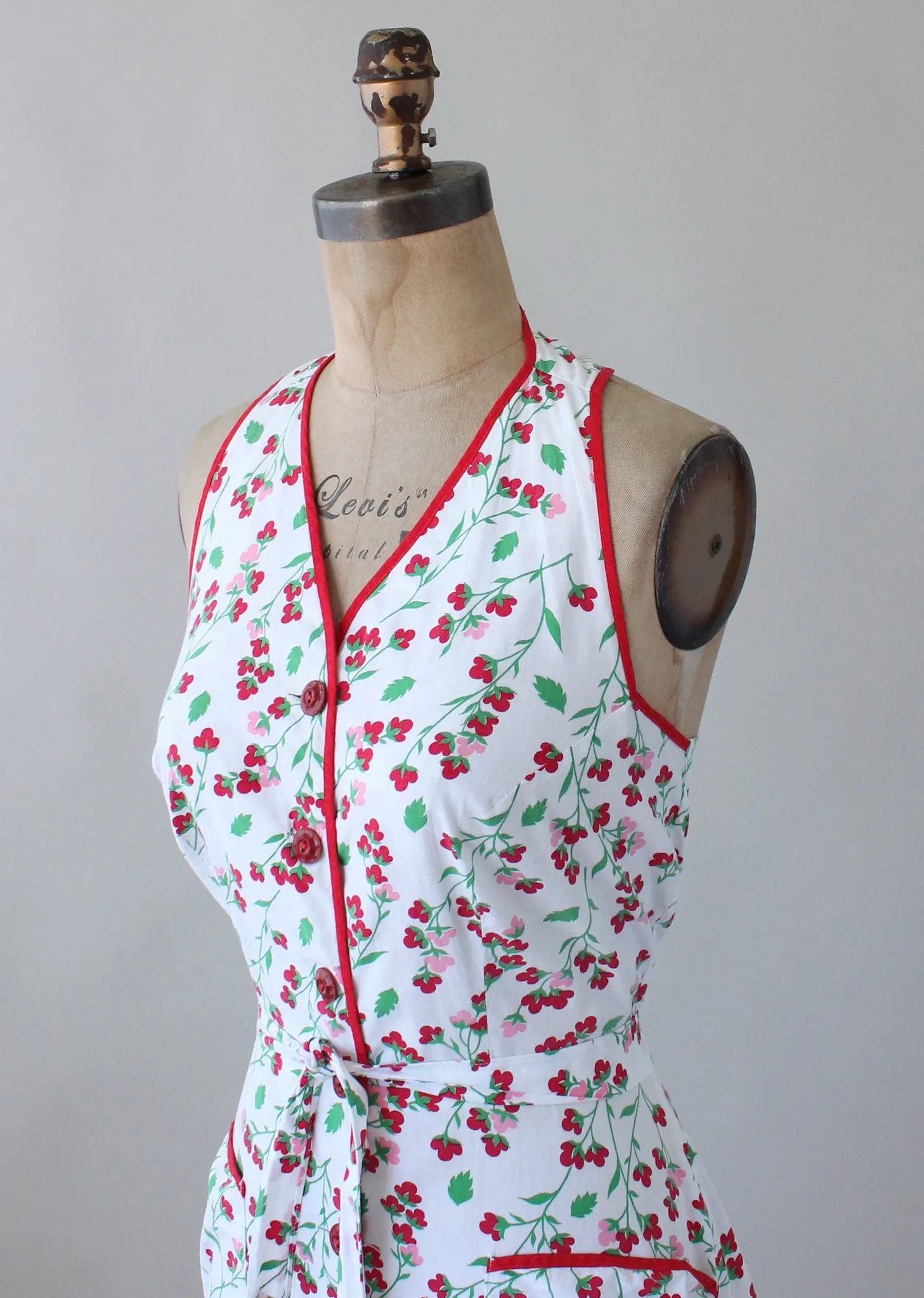 Vintage early 1950s Floral Cotton Halter Sundress