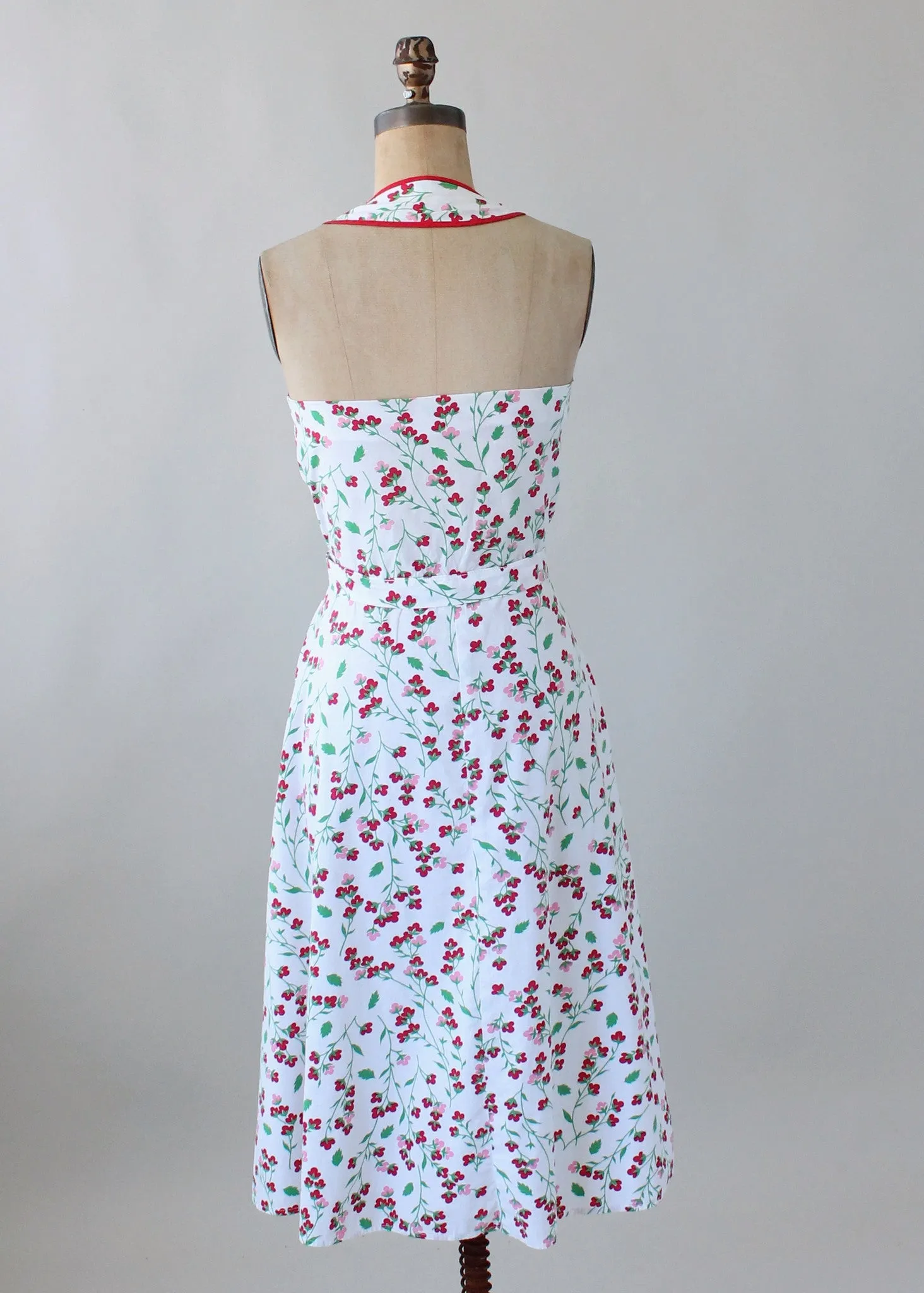 Vintage early 1950s Floral Cotton Halter Sundress