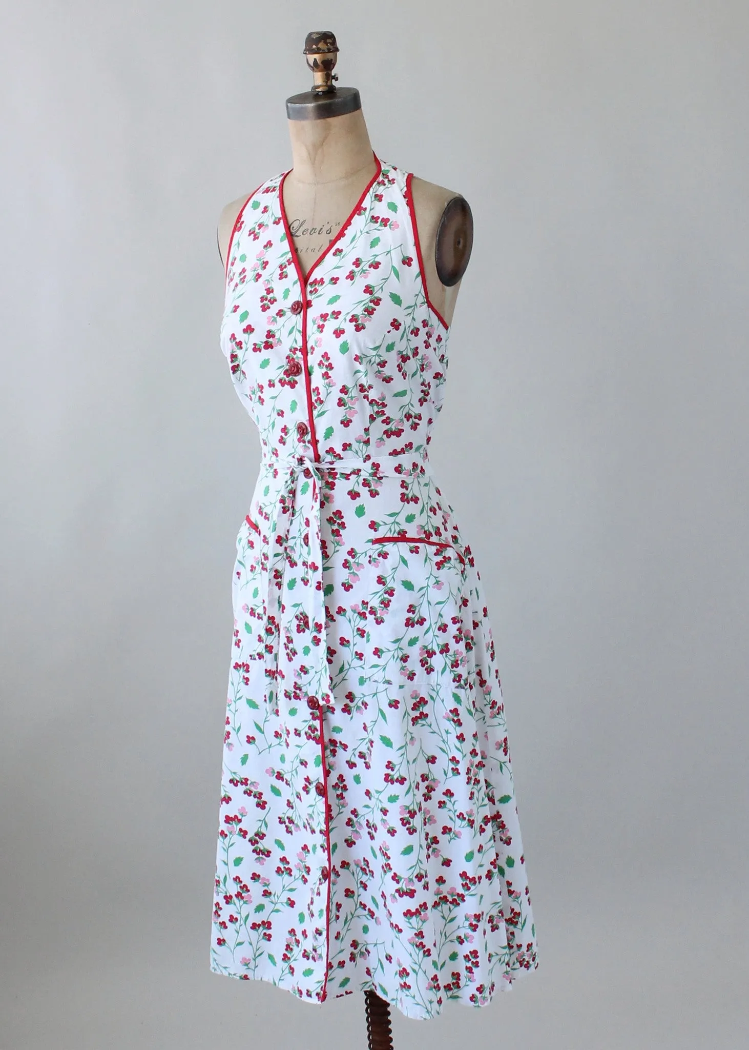 Vintage early 1950s Floral Cotton Halter Sundress