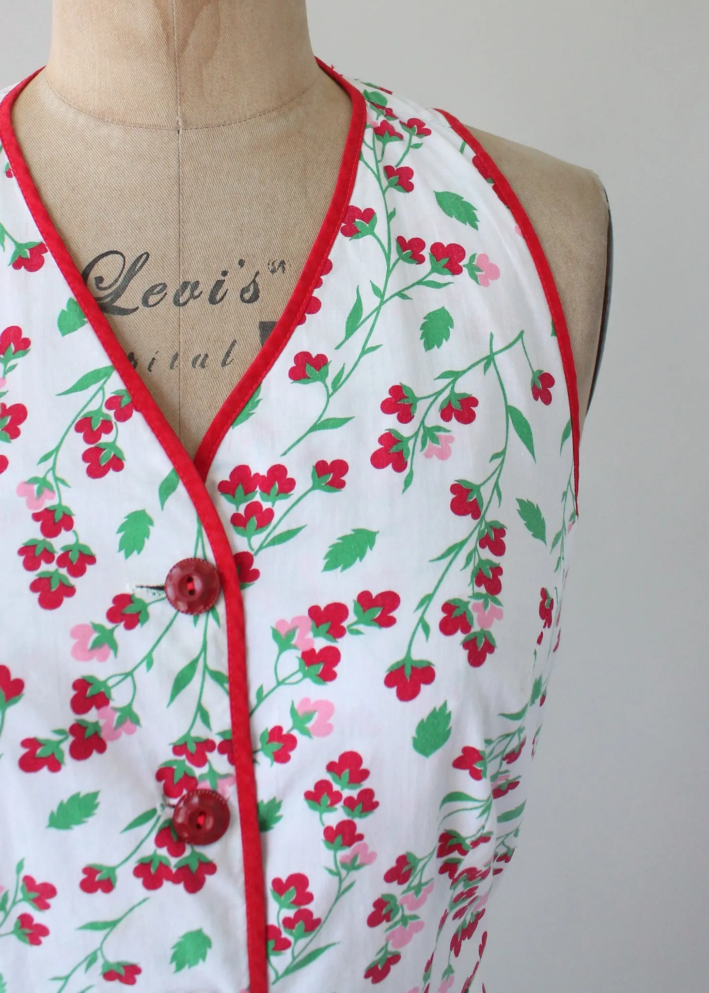 Vintage early 1950s Floral Cotton Halter Sundress