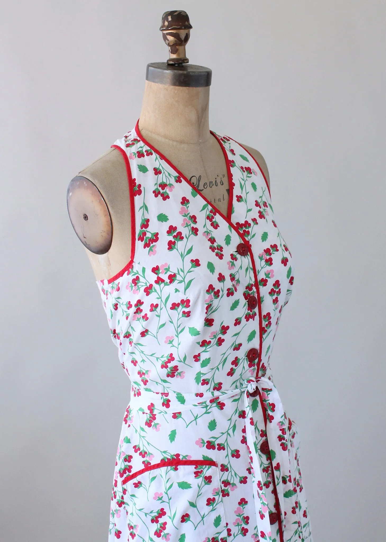 Vintage early 1950s Floral Cotton Halter Sundress