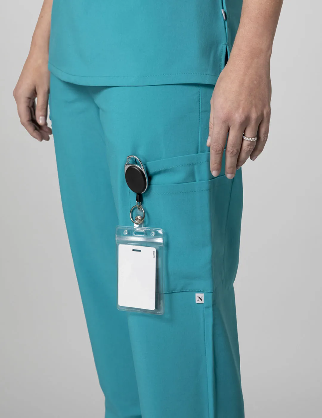 Womens 9-Pocket Straight Leg Scrub Pants - Teal