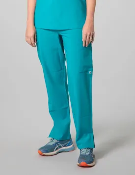 Womens 9-Pocket Straight Leg Scrub Pants - Teal